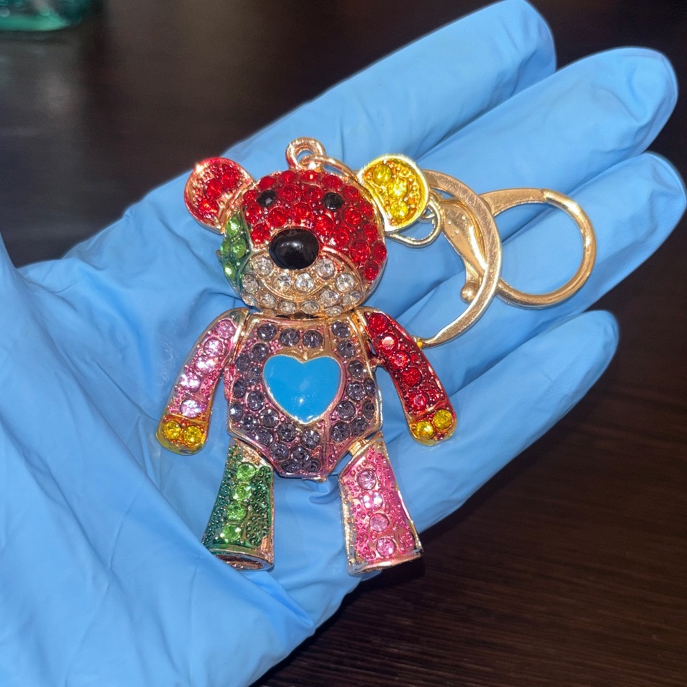 Multicolor Crystal Bear Keychain